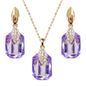 Navachi 18k Gold Plated Crystal Multicolor Square Shape Zircon Dangle Earrings And Neckalce Pendant Az4020-1 Jewelry set