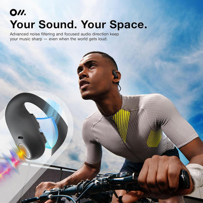 Oladance OWS Sports Open Ear Headphones, Comfortable & Stable Fit, 15H Battery Life, IPX8 Waterproof, Noise Canceling, Crystal Clear Audio, Multi-Point Bluetooth Connection, Durable Neckband (Grey)