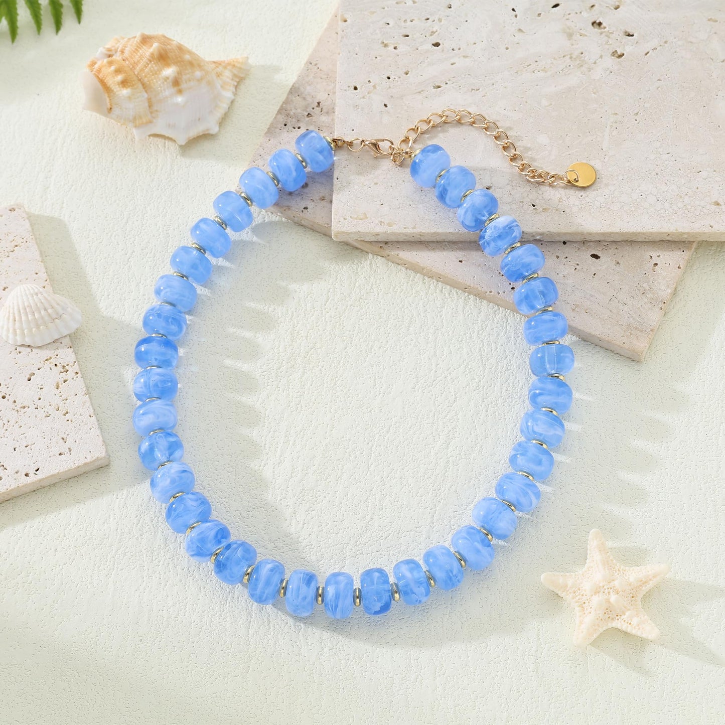 Chunky Beaded Choker Necklace for Women Summer Beach Acrylic Beads Necklaces Trendy Boho Statement Colorful Necklace Jewelry Accessories