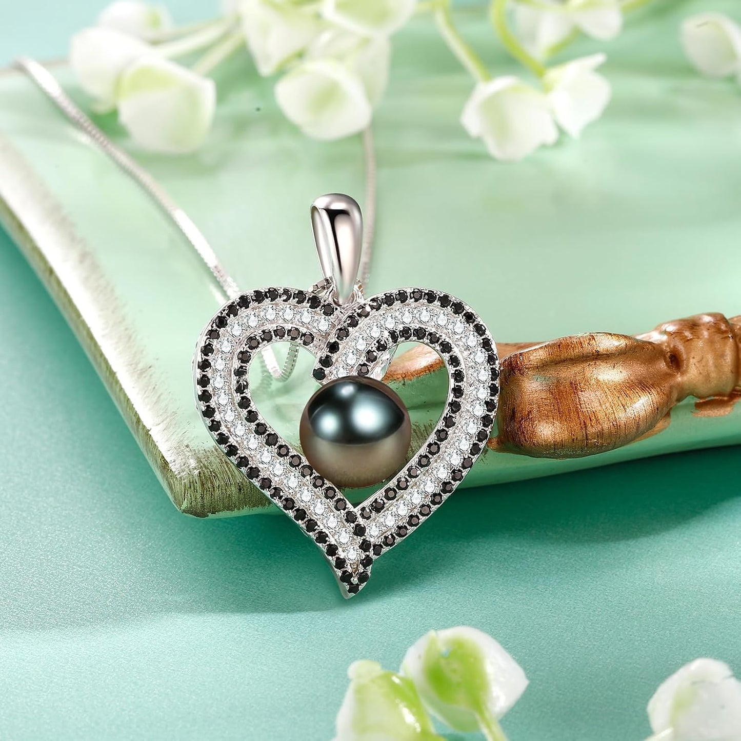 NONNYL Gifts for Women Wife-Pearl Heart Pendant Necklace- Birthday for Girlfriend, Valentine's Day for Wives, Mother's Day for Mom Grandma, Gifts for Her on Wedding Anniversary Christmas Fine Jewelry