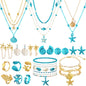 Tondiamo 23 Pcs Seashell Starfish Jewelry Set Boho Summer Beach Mermaid Accessories Layered Charm Necklace Earrings Studs Bracelets Rings for Women Holiday Vacation Wedding Party Gift