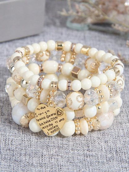 Women Beaded Bracelet Set | Colorful Boho Stackable Trendy Design with Crystal Accents Multilayer Bangle Bracelet | Fashion Stretch Braclets Jewelry for Women