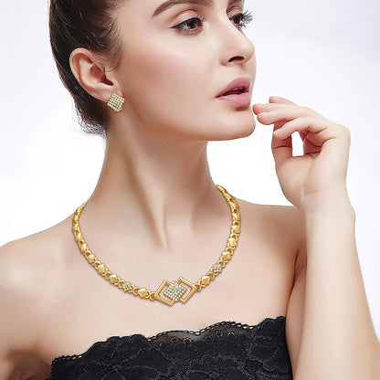 SYHOL Gold Jewelry Sets for Women 18K Gold/Silver Filled Jewelry Necklace Set Wedding Bridal Fashion Jewelry Sets Women Accessories Bracelets Earrings and Rings Sweetheart Gifts