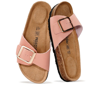Project Cloud 100% Genuine Leather Sandals Women Dressy Beach Essentials Slides for Women Footwear - Lightweight with Memory Foam Insole Sandals for Women 2026 - Womens Slides