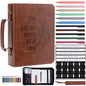 XKDOUS 20 Pcs Bible Case Set with Tabs, Pens, Study Supplies Carrier Holder Portable Men's Bible Bag Church Book Leather Cover Father Day Christian Gift for Dad, Mom, Men, Women
