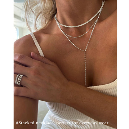 3PCS Gold Necklaces for Women,Chunky Statement Gold Plated Necklace Stack Layered Sterling Silver Herringbone Chains for Women Dainty Trendy Silver Chains Stacked Jewelry Gifts