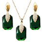 Navachi 18k Gold Plated Crystal Multicolor Square Shape Zircon Dangle Earrings And Neckalce Pendant Az4020-1 Jewelry set