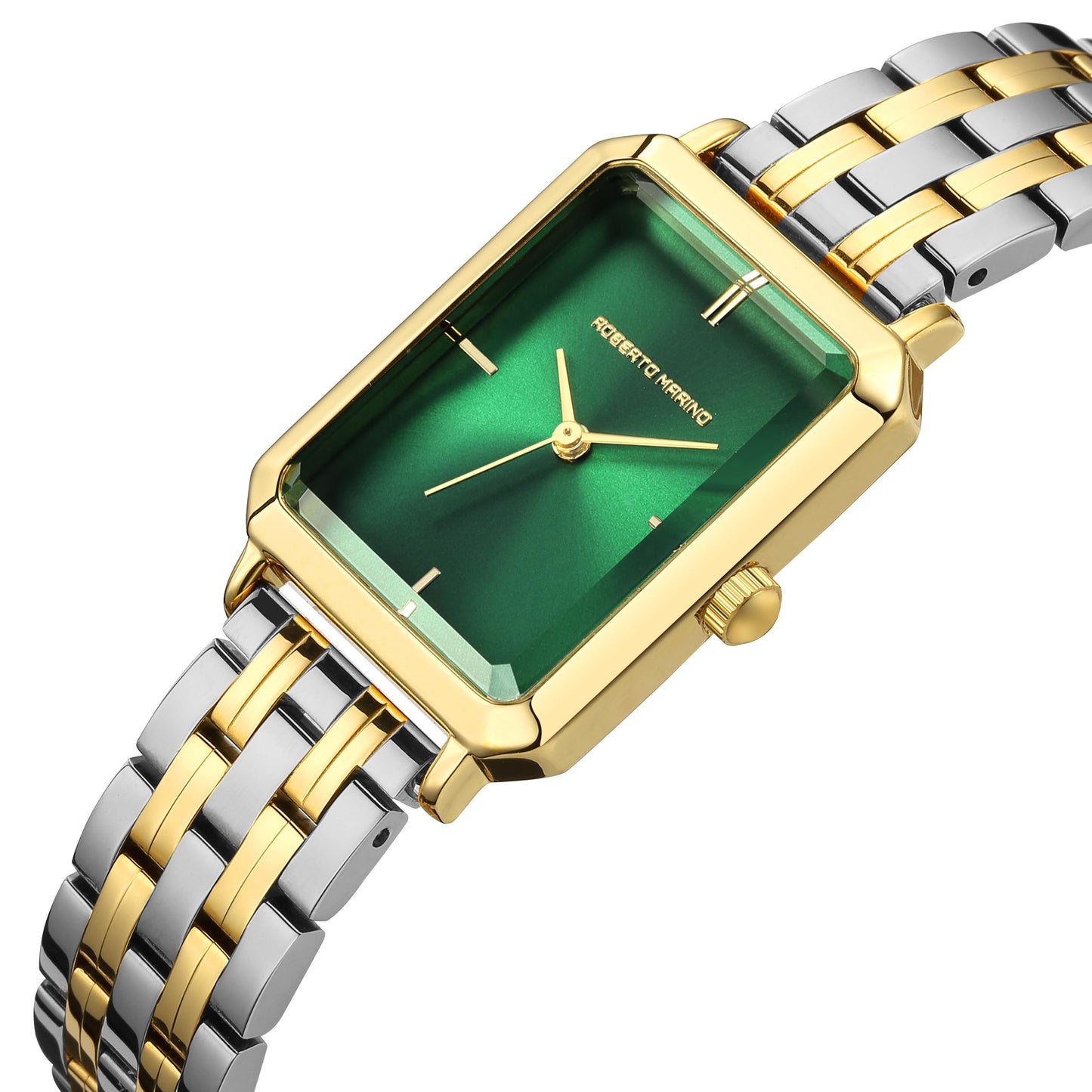 Roberto Marino RM1982 Women’s Luxury Watch Rectangular Gold – Japanese Quartz Movement, Vintage Stainless Steel Design, Silver Dial, Elegant Dress Timepiece, 3ATM Water Resistant – Reloj para Mujer