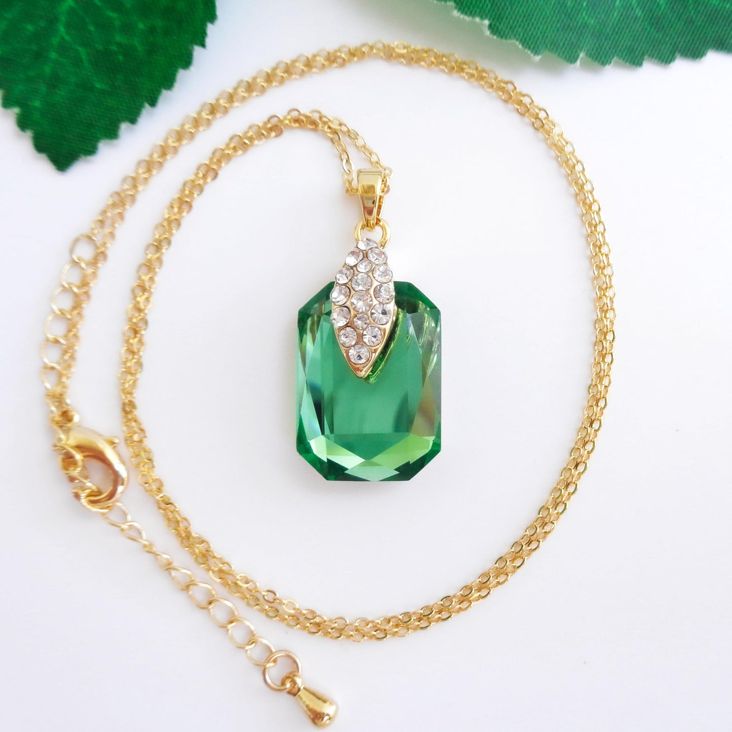 Navachi 18k Gold Plated Crystal Multicolor Square Shape Zircon Dangle Earrings And Neckalce Pendant Az4020-1 Jewelry set