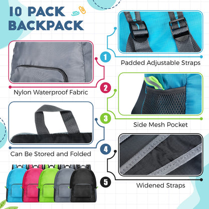 Jexine 10 Pcs Backpacks in Bulk 16.5 Inches Back Pack Basic Backpack for Adult Lightweight Outdoor Travel Book Bags(Sunny Pastel)