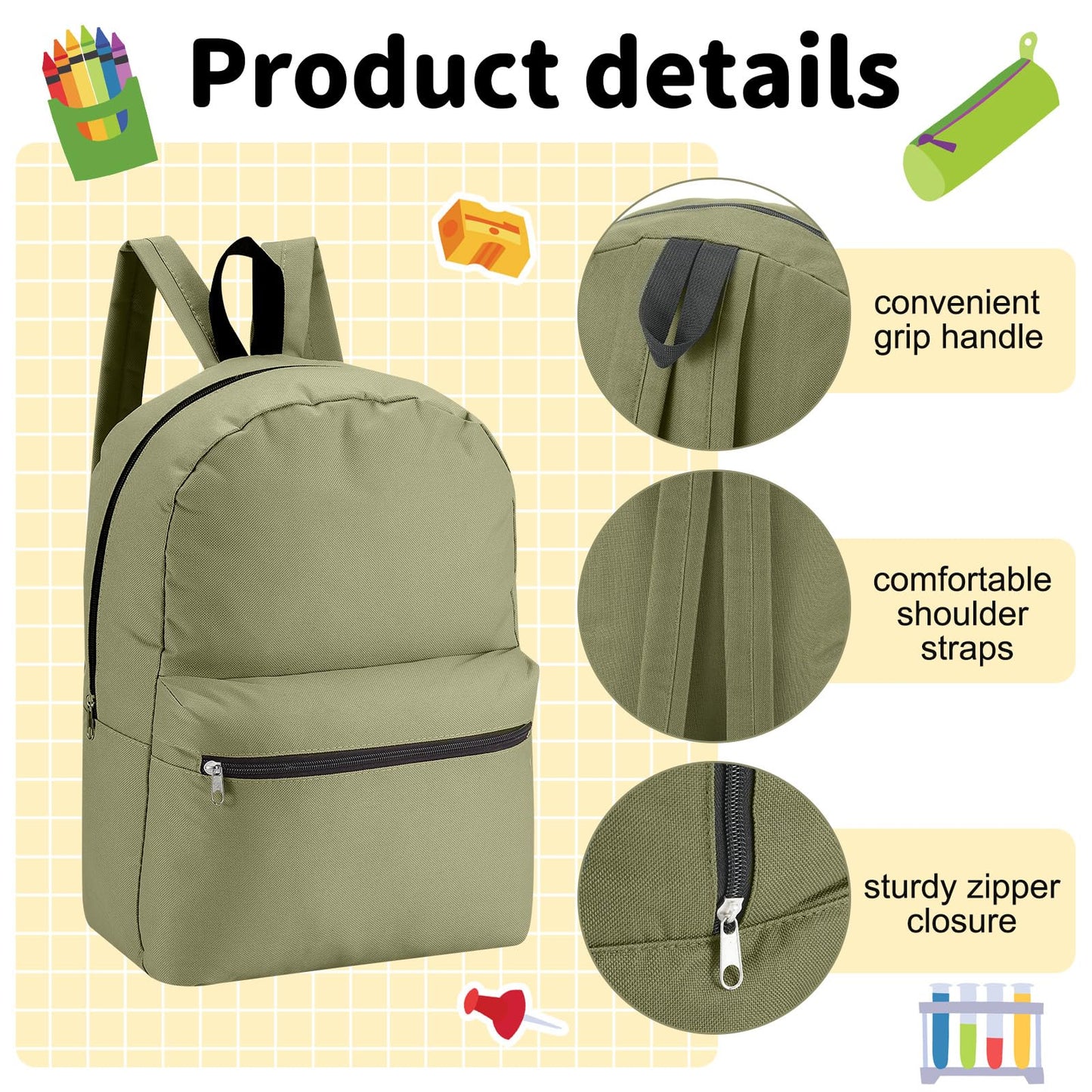 Amylove 12 Pack Backpack in Bulk 17 inch Lightweight Outdoor Travel Bag Classic Bookbags Bulk for Travel Middle High (Colorful,Lovely)