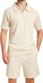 yuyangdpb Men's 2 Piece Summer Vacation Outfits Polo Shirt & Shorts Set | Breathable Textured Knit Fabric, Stretchy, Soft, Moisture-wicking, Lightweight, Ideal for Beach Casual Tracksuit, M-2XL