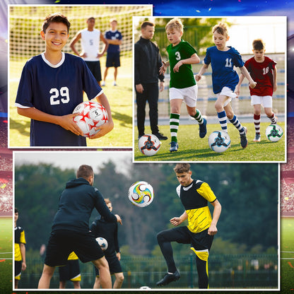Tradder 4 Pack Soccer Ball with Pump Size 3 4 5 Deflated Soccer Ball for Outdoor Indoor Game Sport Practice Training Gift for Kid Youth Teen Adult Charity Donation