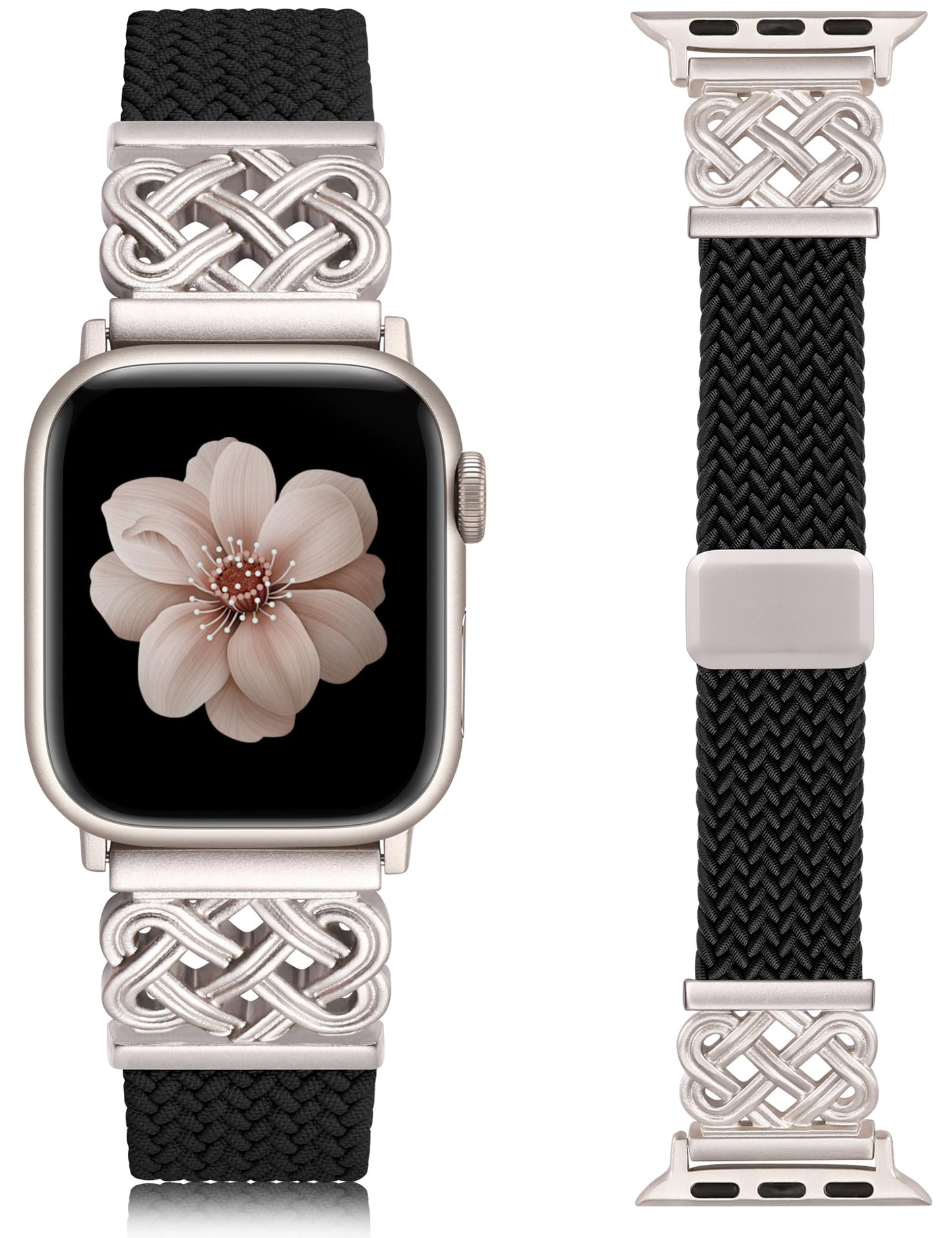 TOYOUTHS Braided Magnetic Band Compatible with Apple Watch Bands 38/40/41/42/44/45/46/49mm Women Men, Dressy Celtic Metal Stretchy Elastic Strap for iWatch Series 11 10 9 8 7 6 5 4 SE/Ultra 3 2 1