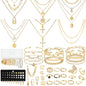 NEWITIN 69 Pieces Gold Jewelry Set for Women Fashion Costume Jewelry Gold Plated Necklace Bracelet Earrings Set for Women
