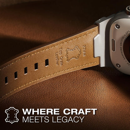 Leather bands Compatible With Apple Watch Ultra Band 49mm 46mm 45mm 44mm 42mm, Superior Genuine Leather Rugged Metal Connector Durable Strap for Men iWatch Ultra3 2 1,Series 11 10 9 8 7 6 5 4 3 SE3 SE