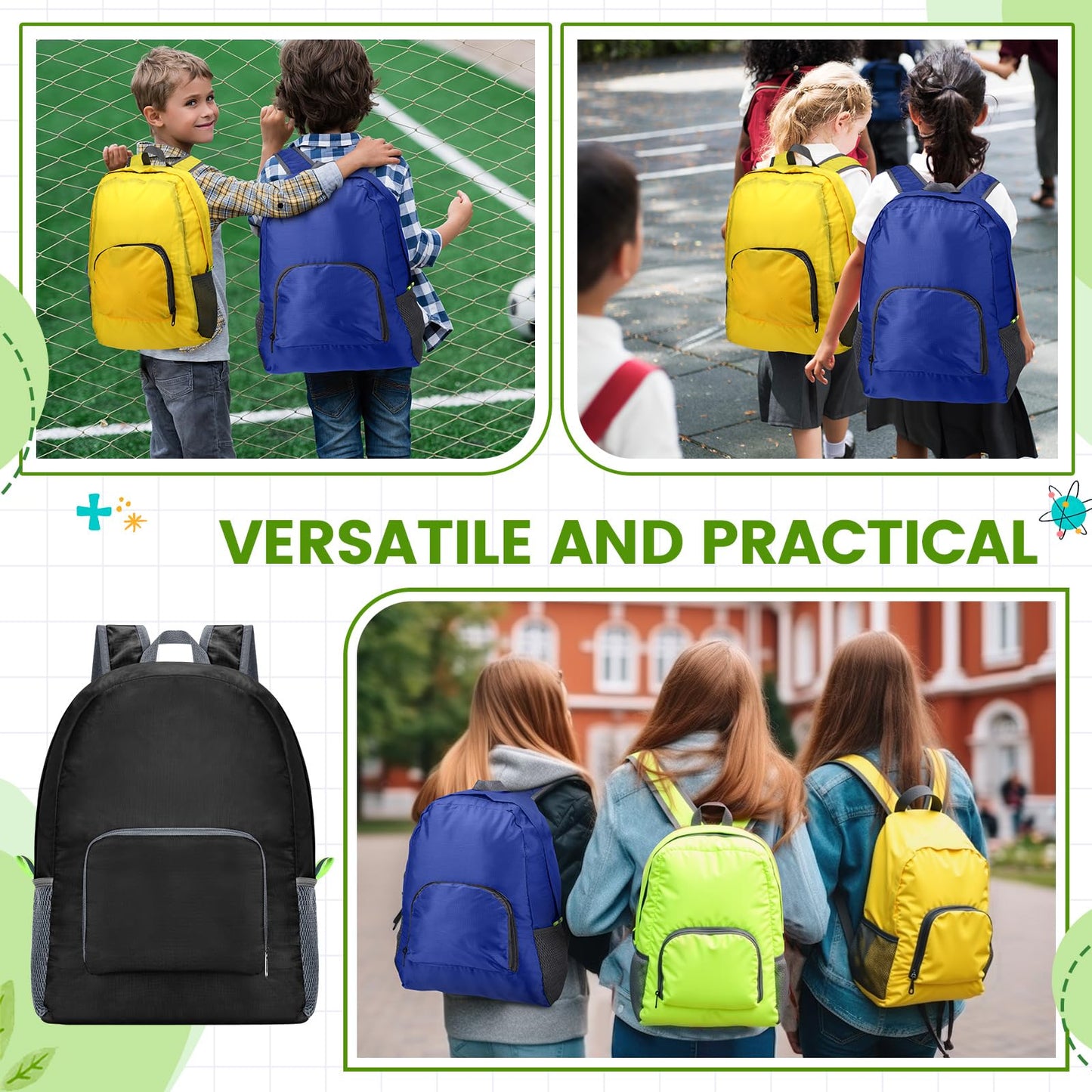 Jexine 10 Pcs Backpacks in Bulk 16.5 Inches Back Pack Basic Backpack for Adult Lightweight Outdoor Travel Book Bags(Sunny Pastel)