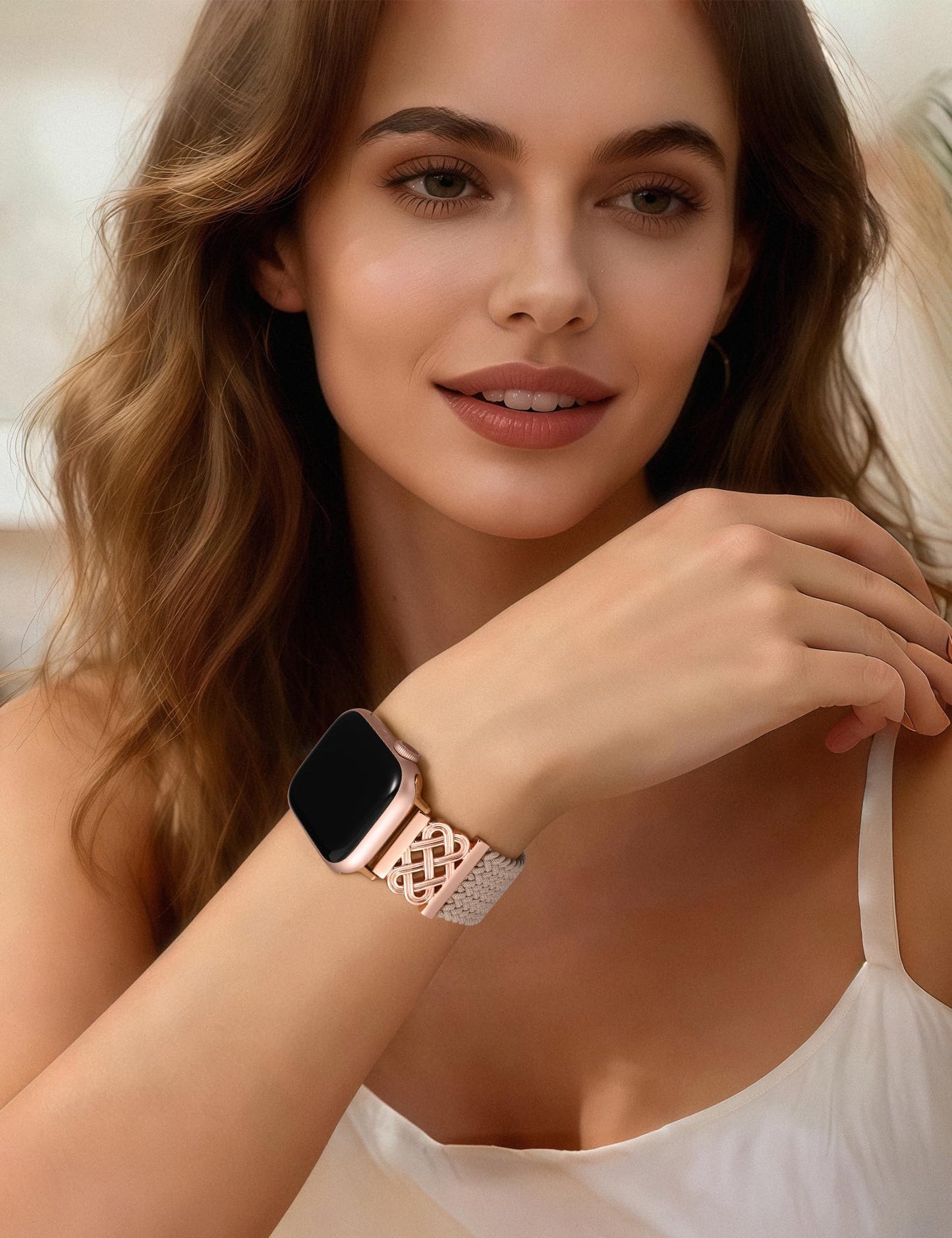 TOYOUTHS Braided Magnetic Band Compatible with Apple Watch Bands 38/40/41/42/44/45/46/49mm Women Men, Dressy Celtic Metal Stretchy Elastic Strap for iWatch Series 11 10 9 8 7 6 5 4 SE/Ultra 3 2 1