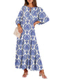 ANRABESS Womens Boho Floral 3/4 Puff Sleeve Maxi Dress | Tiered Flowy Loose Fit, Comfy Soft Rayon Fabric, Wedding Guest Church Beach, Modest Elegant, Spring Summer Fall Outfits