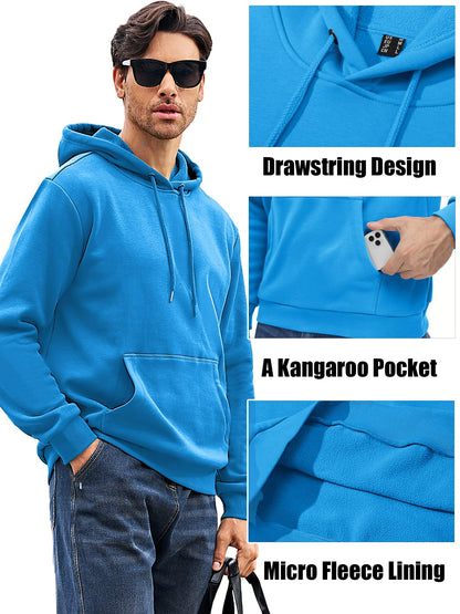 MAGCOMSEN Men's Active Hoodies Fleece Lined Sweatshirts Casual Athletic Workout Pullover With Kangaroo Pocket