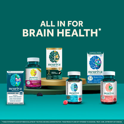 NEURIVA Plus Brain Supplements for Memory and Focus, Clinically Tested Nootropics Neurofactor and Phosphatidylserine, with Vitamin B12, Vitamin B6 and Folic Acid, 30 Count Capsules