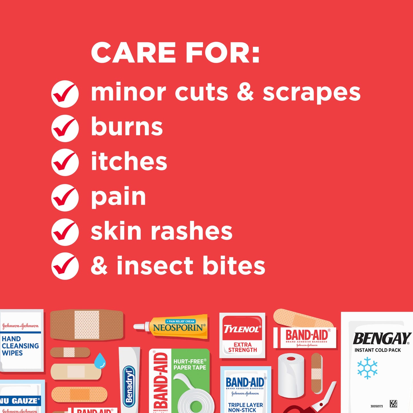 BAND-AID Brand Travel Ready Portable Emergency First Aid Kit, Minor Wound Care, Perfect for Home, Car, Camping, Travel & Outdoor Essentials, Supplies Include Bandages, Neosporin & Tylenol, 80 Piece