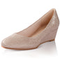 Ankis Black Nude Silver Gold Wedges for Women, Low Heel Women's Wedge Comfortable Closed Toe Women Pumps Dress Shoes -2Inch