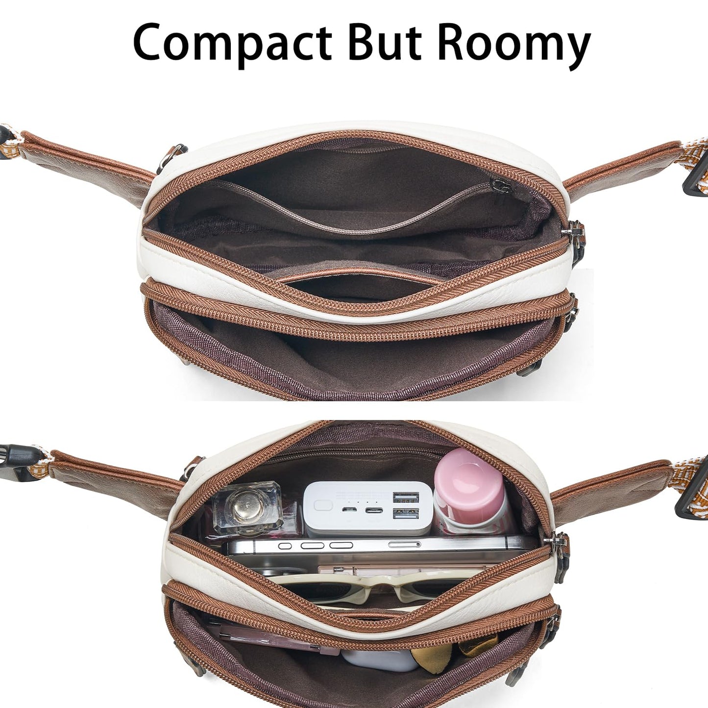 Leresas Fanny Packs for Women Vegan Leather Belt Bag Chic Cross Body Waist Pack Waist Purse for Travel Hiking Running Brown