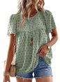 Falechay Womens Summer Tops Crewneck Short Sleeve Shirts Casual Chiffon Blouses Flowy Lace Hem Boho Clothing Trendy 2026