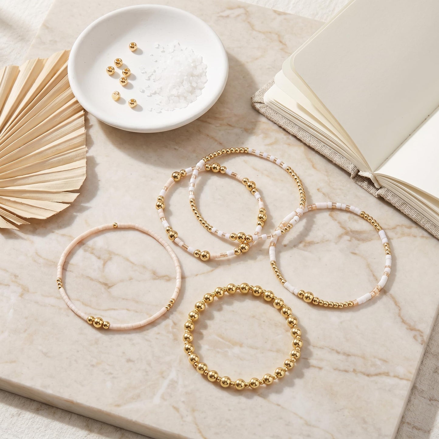 14K Gold Plated Pearl Beaded Cross Bracelets Stack Set for Women,Stretch Boho Colorful Christian Beads Ball Jewelry Friendship Summer Trendy Gift