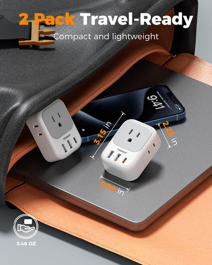 TESSAN 2 Pack European Travel Plug Adapter, Europe Power Converter