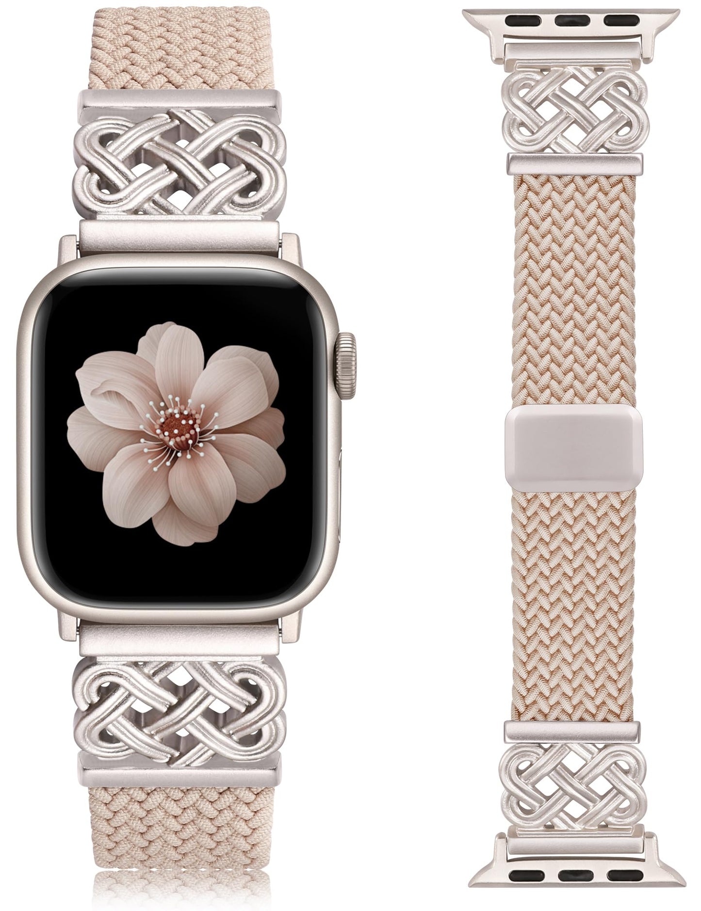 TOYOUTHS Braided Magnetic Band Compatible with Apple Watch Bands 38/40/41/42/44/45/46/49mm Women Men, Dressy Celtic Metal Stretchy Elastic Strap for iWatch Series 11 10 9 8 7 6 5 4 SE/Ultra 3 2 1