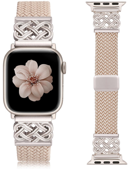 TOYOUTHS Braided Magnetic Band Compatible with Apple Watch Bands 38/40/41/42/44/45/46/49mm Women Men, Dressy Celtic Metal Stretchy Elastic Strap for iWatch Series 11 10 9 8 7 6 5 4 SE/Ultra 3 2 1