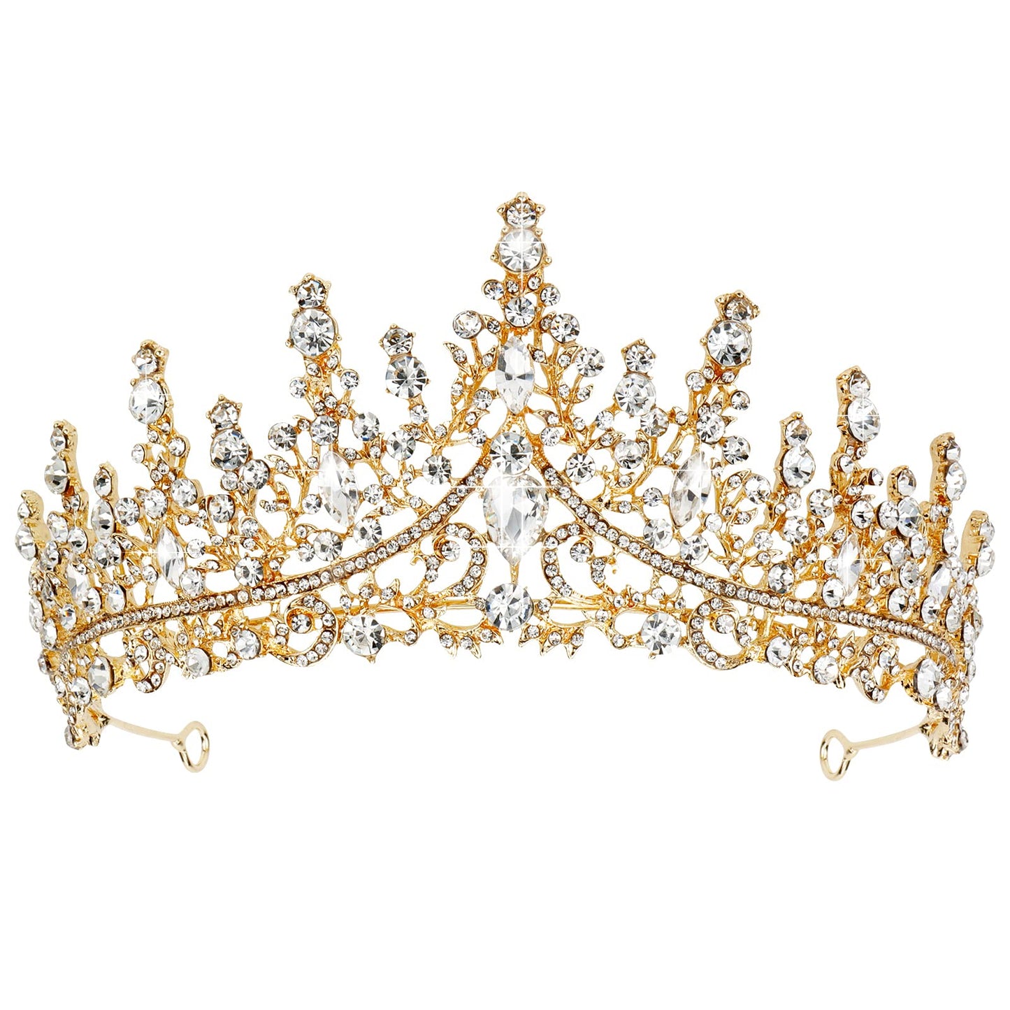 TOBATOBA Silver Wedding Crystal Tiaras and Crowns for Women, Bride Royal Queen Headband Princess Quinceanera Headpieces for Birthday Prom Pageant Party