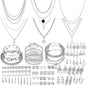 NEWITIN 69 Pieces Gold Jewelry Set for Women Fashion Costume Jewelry Gold Plated Necklace Bracelet Earrings Set for Women