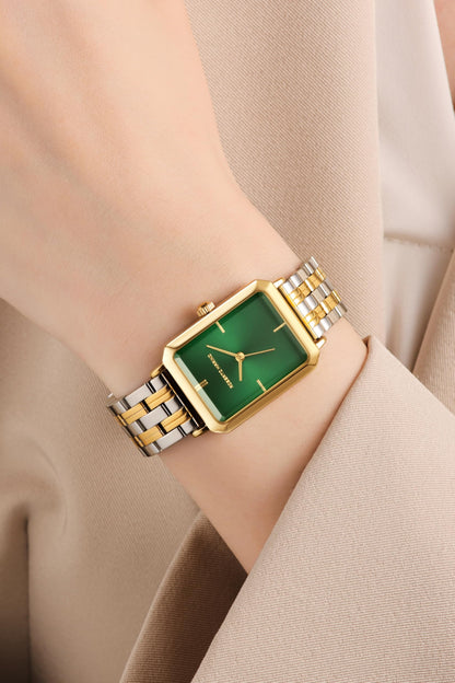 Roberto Marino RM1982 Women’s Luxury Watch Rectangular Gold – Japanese Quartz Movement, Vintage Stainless Steel Design, Silver Dial, Elegant Dress Timepiece, 3ATM Water Resistant – Reloj para Mujer