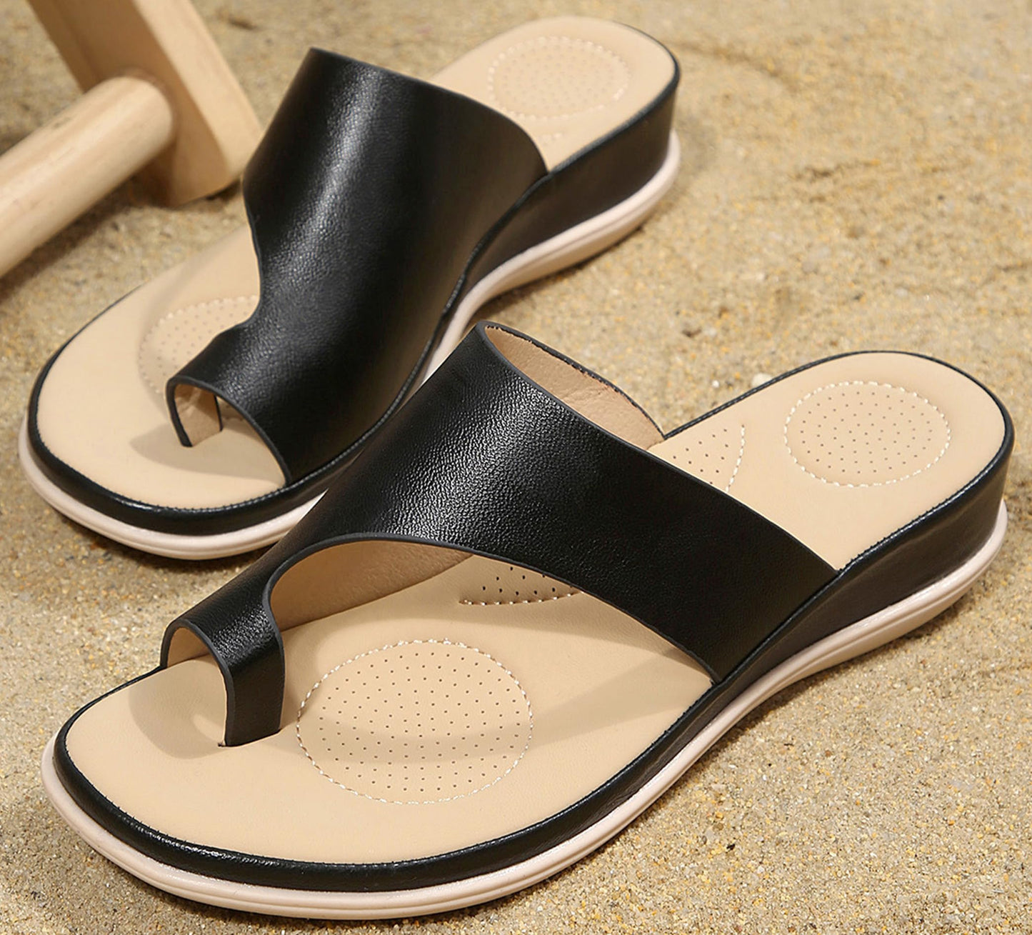 Women Pinch Toe Wedge Sandals Arch Support Slide Sandal | Comfortable Breathable Non Slip Dressy Slides Casual Slip On Shoes Walking Summer Vacation Outdoor