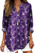 Womens Bohemian Print Tunic Top Cotton Blend V Neck Long Sleeve Loose Fit Casual Blouse for Summer Beach Vacation