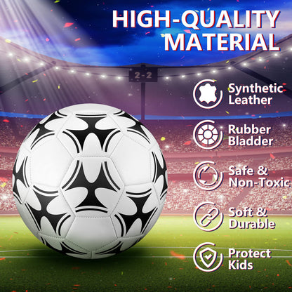 Tradder 4 Pack Soccer Ball with Pump Size 3 4 5 Deflated Soccer Ball for Outdoor Indoor Game Sport Practice Training Gift for Kid Youth Teen Adult Charity Donation
