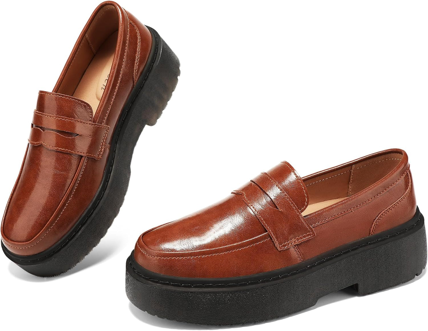 BEAUSEEN Women's Genuine Leather Penny Loafers Classic Driving Moccasins Casual Slip On Comfort Women Loafer Shoes