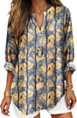 Womens Bohemian Print Tunic Top Cotton Blend V Neck Long Sleeve Loose Fit Casual Blouse for Summer Beach Vacation