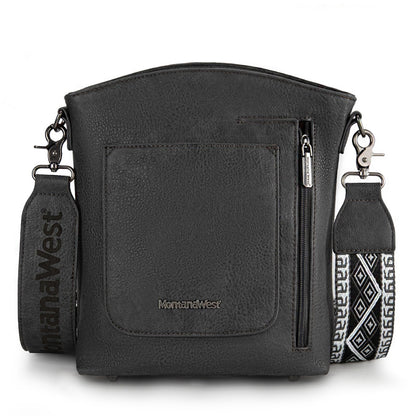 Montana West Multi Zip Pocket Crossbody Bag With Guitar Strap