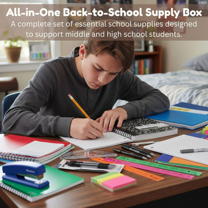 70 Piece Back to School Supplies Kit for Middle & High School Students Grades 7-12, Complete Student Supply Bundle with Binder, Notebooks, Folders, Pens, Pencils, Highlighters & Classroom Essentials