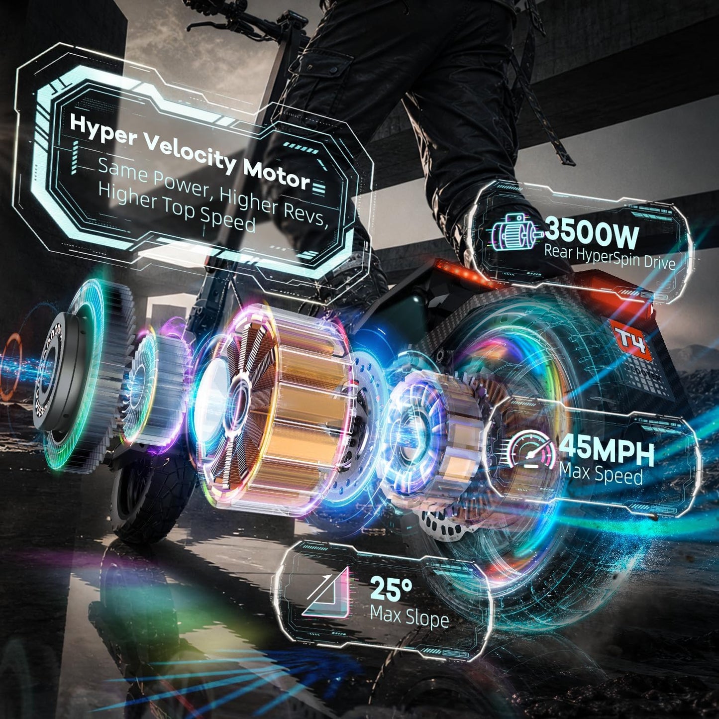 Electric Scooter Adults, 3500W/7000w Single/Dual Hyper Motor with 50/70 Miles Range Battery, Up to 45/58 MPH Top Speed, 10.5"/12" Tubeless Tires Commuting Scooter for Adults