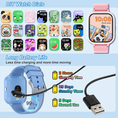 Kids Smart Watch 4-15 Ys, Standalone&APP Dual Use, Bluetooth Call, Kid Gift | 1.8'' IP68 Boys Girls Fitness Tracker, DIY Sports Modes, Heart Rate&Sleep Monitor, 13 Alarms, Weather, Smart Reminder, Games