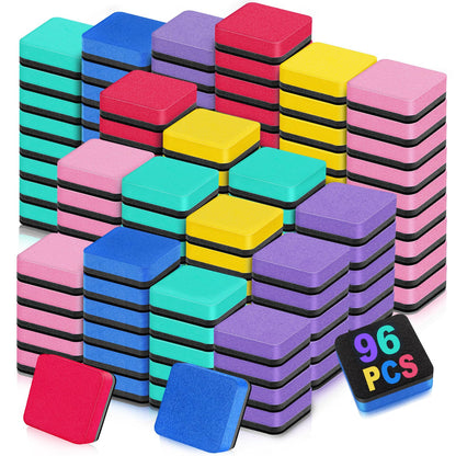 96 Pack Cube Dry Erase Erasers, Mini Magnetic Whiteboard Dry Erasers Chalkboard Cleaner Wiper for Classroom, School, Home, and Office Supplies
