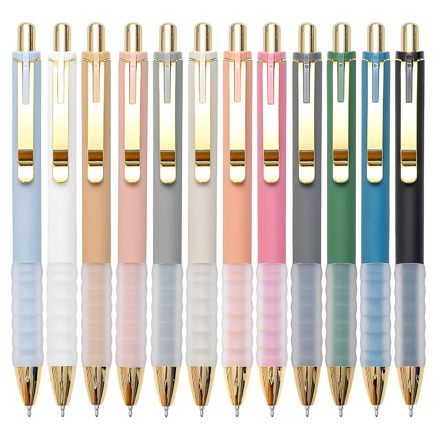Linbsunne Ballpoint Pens Black Medium Point 1mm with Super Soft Grip Ball Point Pen for Men Women Retractable(style2, 12 pcs)