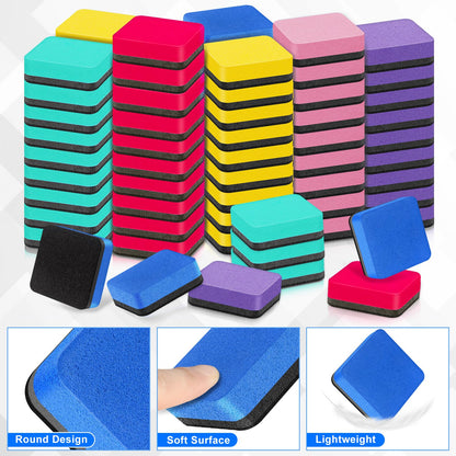96 Pack Cube Dry Erase Erasers, Mini Magnetic Whiteboard Dry Erasers Chalkboard Cleaner Wiper for Classroom, School, Home, and Office Supplies