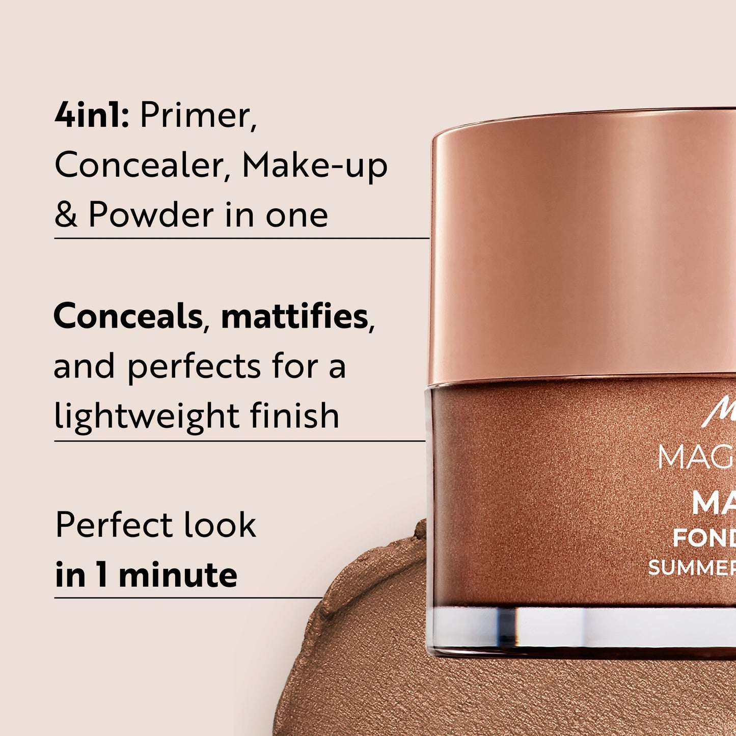 M. Asam Magic Finish Make-up Mousse (1.01 Fl Oz) | 4in1 Primer, Foundation, Concealer & Powder With Buildable Coverage, Hides Redness And Dark Spots, Light To Medium Skin