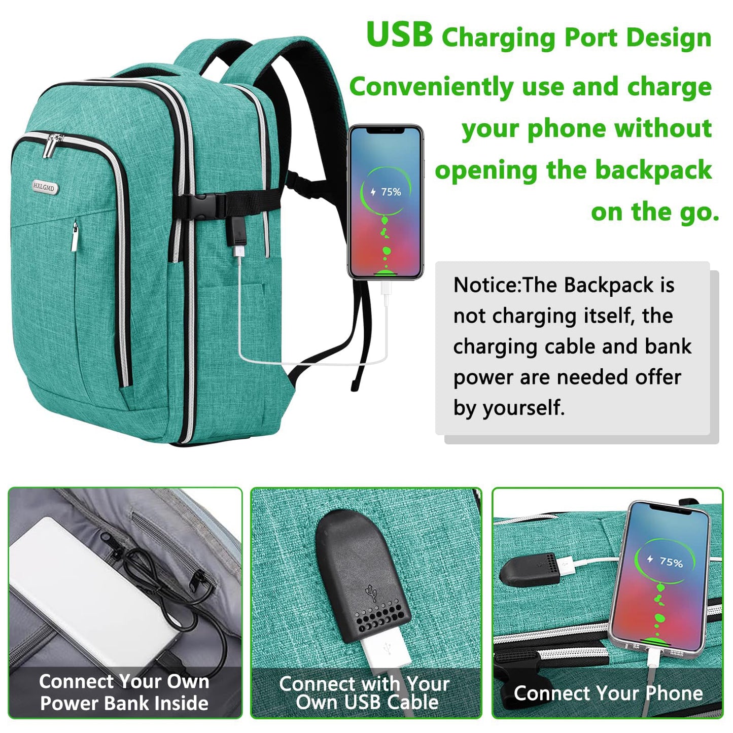 Travel Carry On 17.5" Laptop Expandable Backpack for Men Women, Personal Item Bag Waterproof Airline Approved with USB Charging Hole 3 Packing Cubes, Large Weekender Daypack Business Luggage Suitcase